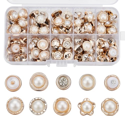 letsinstyle 100Pcs Sew in Faux Imitation Pearl Buttons, Fancy Vintage