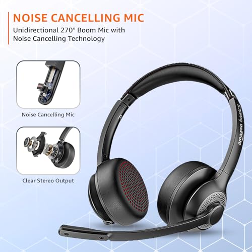 Image of Amazon Basics Pro Series Noise Cancellation Tri Mode On-Ear PC Headphone with Mic | 2.4 GHz Wireless | Bluetooth | Wired Connection | 30 Hours Playtime | 30 mm Driver | Type-C Charging Port (Black)