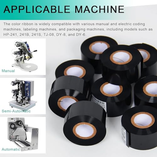 Image of 30mm X 100 mtr Expiry Batch Printing Machine date coder batch coding machine hot stamping ribbon stamp coding foil black (pack-10pcs)
