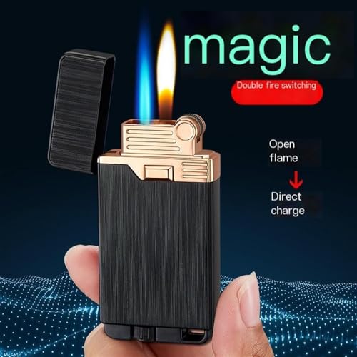 Encendedor de butano doble llama resistente al viento miniatura 2