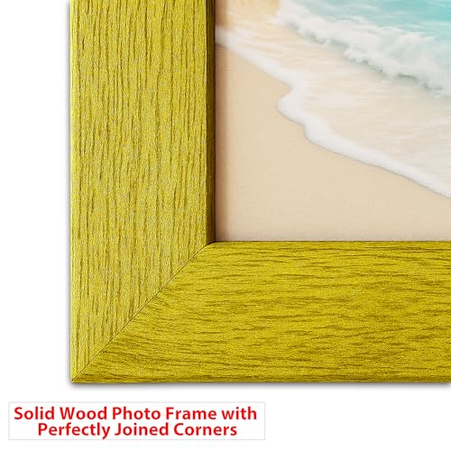 Image of A3 Size Photo Frame | Wall Frames That Brighten Any Room | Yellow Photo Frames For Wall Decor | Classic Wooden Photo Frame | Wedding Photo Frame (11.7x16.5 inch, Yellow)