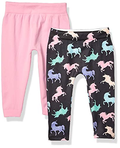 Limited Too Baby Girl's 2 Pack Foil Printed Fleece Lined Legging Pants, Unicorns Multi, 12-24M