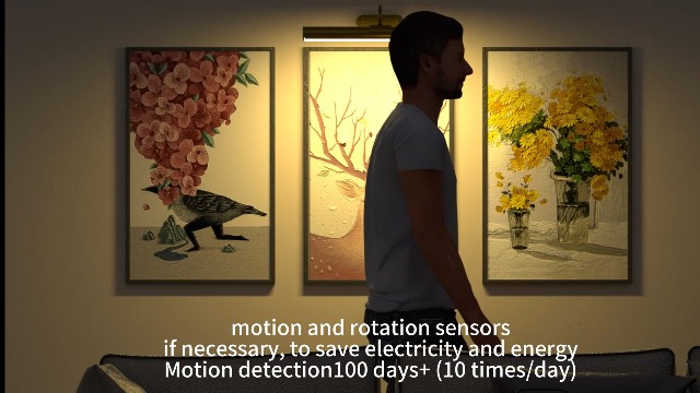 Image of Hapfish Motion Sensor Battery Operated Wall Sconce, Wireless Picture Lights for Wall, Rechargeable Magnetic Art Lighting with Remote Control, Battery Picture Light for Poster Dartboard Mirror - Black