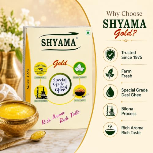 Image of SHYAMA GHEE Desi Buffalo Ghee 1 Litre | Traditional Method Buffalo Ghee | Pure and Natural Nutritious Ghee with Rich Aroma (Pack of 1, 1 Litre)