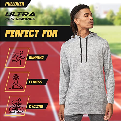 Ultra Performance Mens 3 Pack Dry Fit Long Sleeve Pullover Hoodies, Moisture Wicking Active Tech Workout Shirts Sweatshirts #TOP3