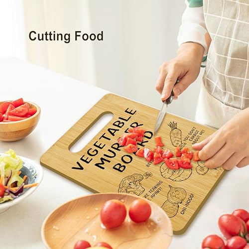 Vegetable Murder Board Cutting Board, Personalised Bamboo Chopping Boards, Perfect Birthday Christmas Housewarming Gifts for Women Men Friends, Funny Cutting Boards Kitchen Gift & Decor -15 by Zyoge - Used condition - Image 3