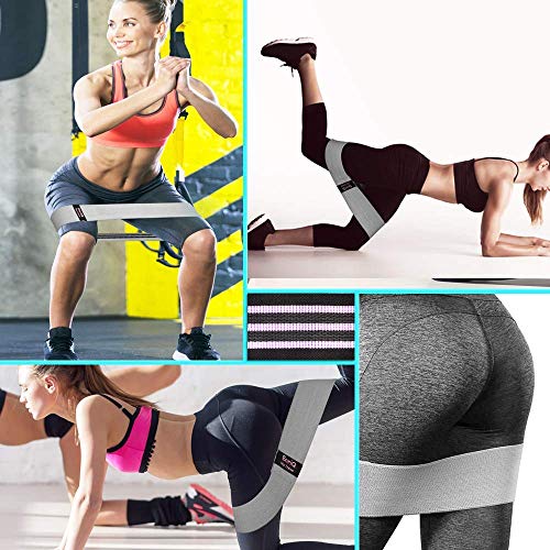 EnriQ Booty Bands Fabric Resistance Bands for Legs and Butt - Non Slip Cloth Hip Bands Elastic Workout Bands - Activate Glutes and Thighs - Made of Premium Elastic Fabric (Black-GP)