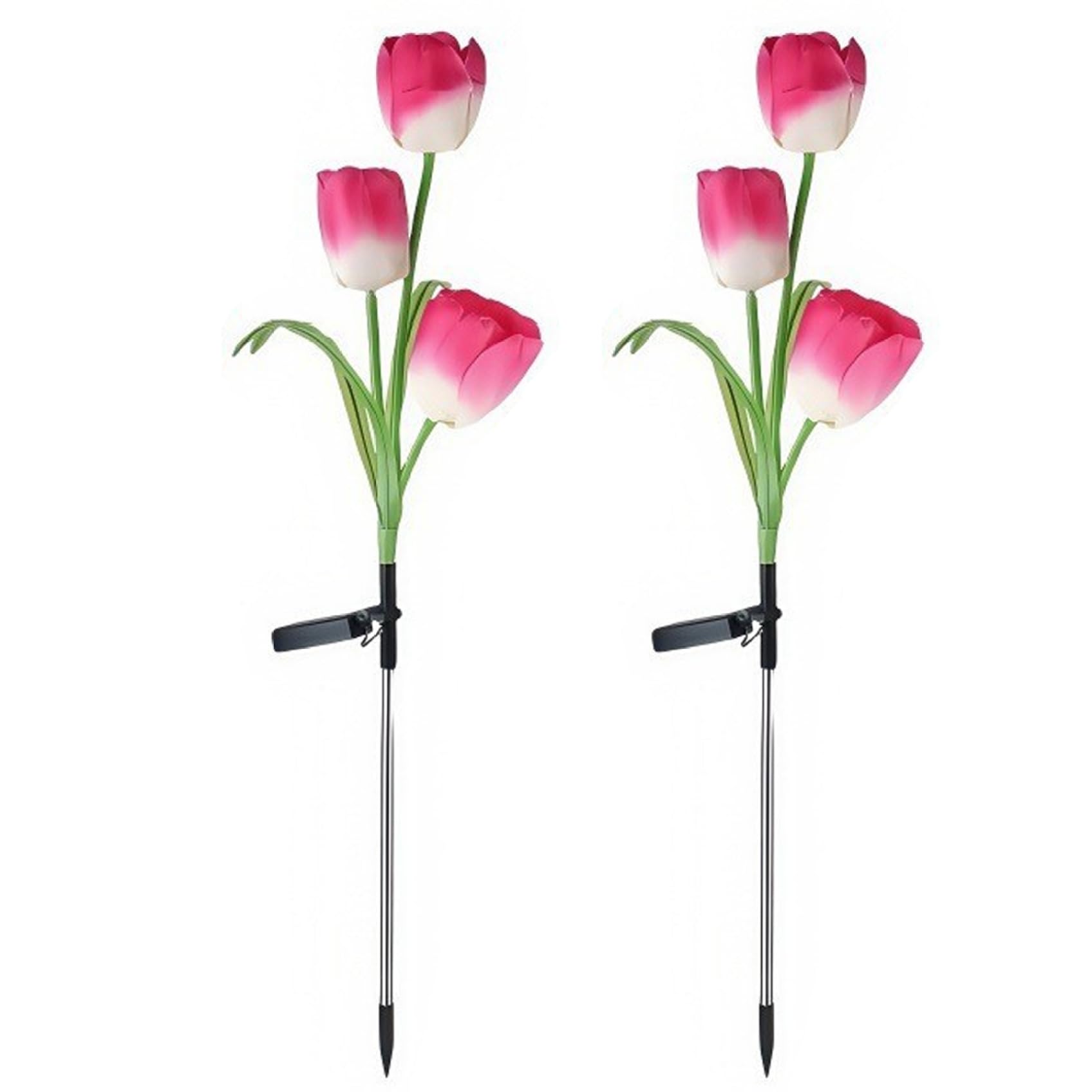 Lampe solaire tulipe en lot de 2 pour baliser et éclairer un jardin sans câbles