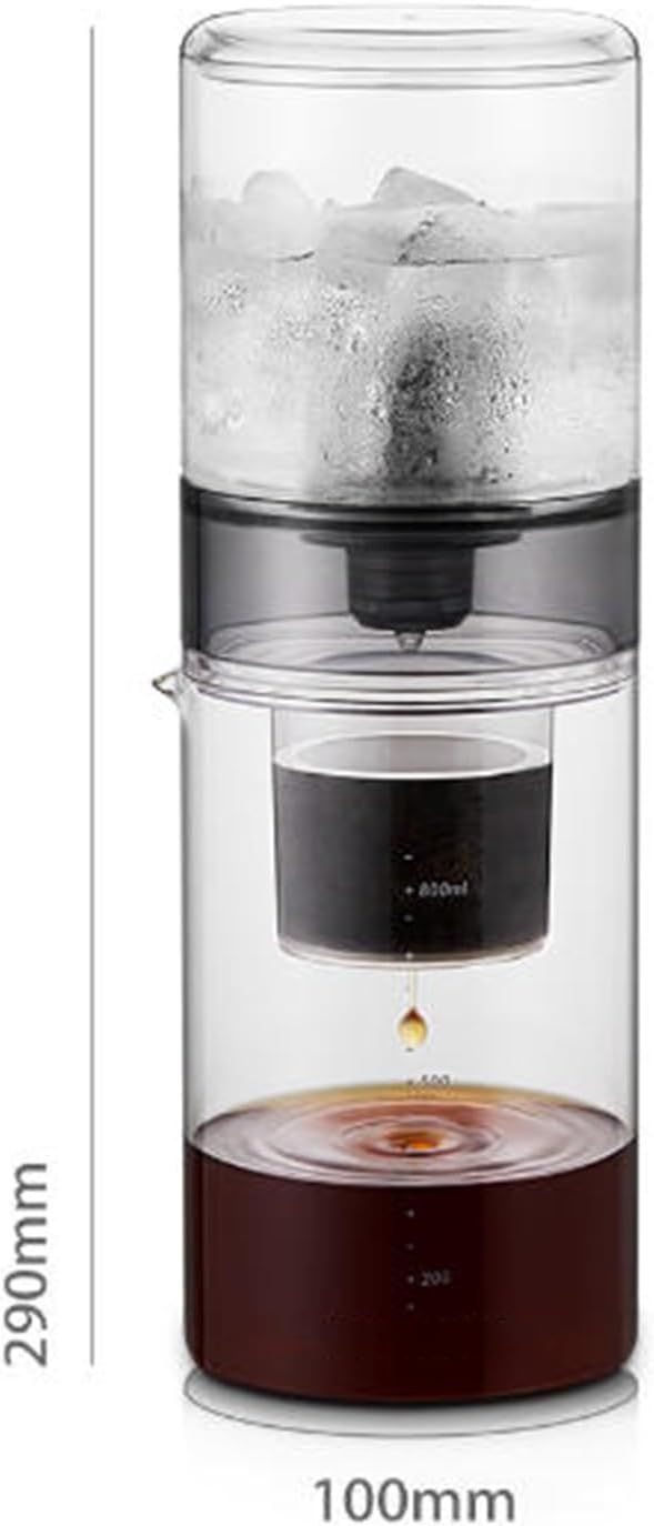 800ml Iced Drip Coffee Maker, Cold Brew Trickling Filter Coffee Maker, with Stainless Steel Surrounding Filter/Circular Water Separating Screen, for Hand Drip Coffee Making
