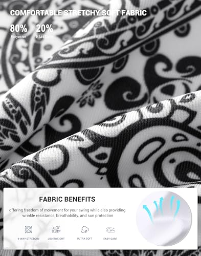G Gradual Skorts for Woman Golf Skirts 3 Pockets High Waisted Athletic Skirt for Women Tennis Pickleball Casual Summer, White Paisley, 18 Inch, Medium