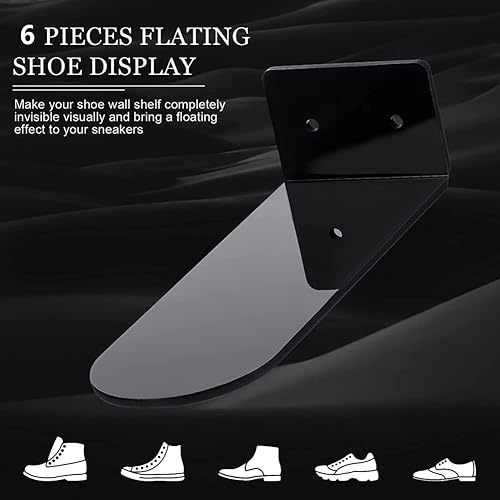 Miniatura 3 de 6 juegos de estantes flotantes para zapatos de pared, exhibición de zapatos de acrílico transparente para zapatos deportivos extra grueso con