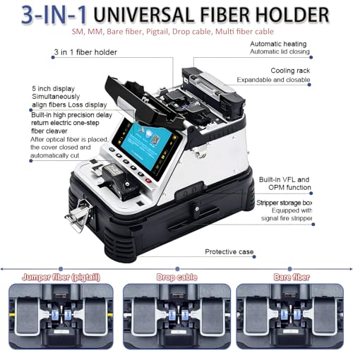 Image of AI-20 Fiber Fusion Splicer Core Alignment Automatic FTTH Fiber Optical Welding Machine 6s Splicing Six Motor 15s Heating Built-in VFL & OPM Function with Highly Integrated Cleaver(7800mAh)