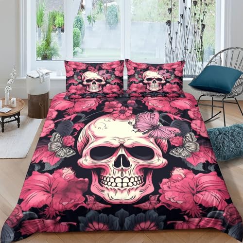 Funda nórdica de calavera antiarrugas para cama King 220x240cm con lavado fácil 2