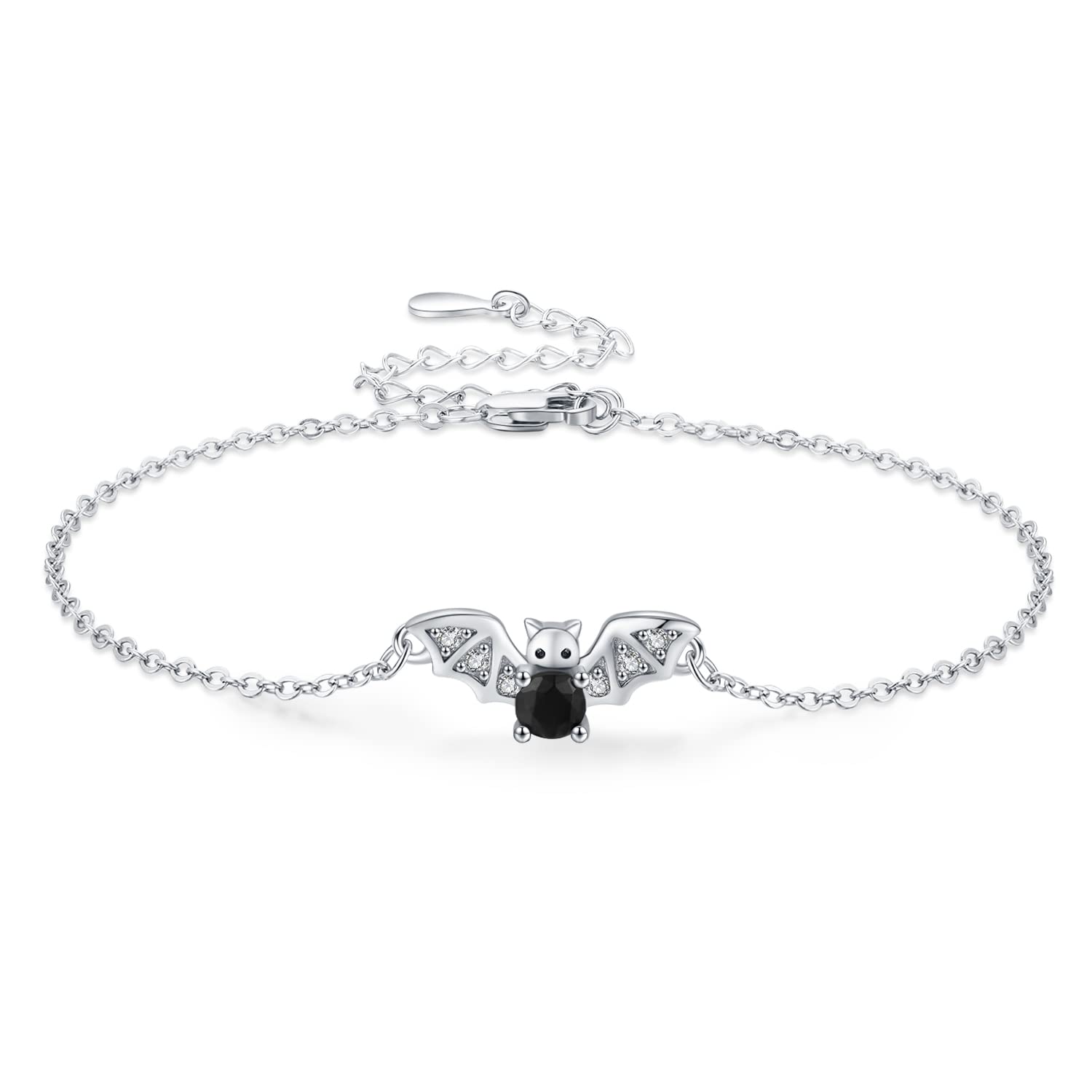 Midir&Etain Fledermaus Armbänder für Frauen Mädchen 925 Sterling Silber Goth Fledermaus Einstellbare Kette Armband Gothic Halloween Schmuck Geschenke für Tochter