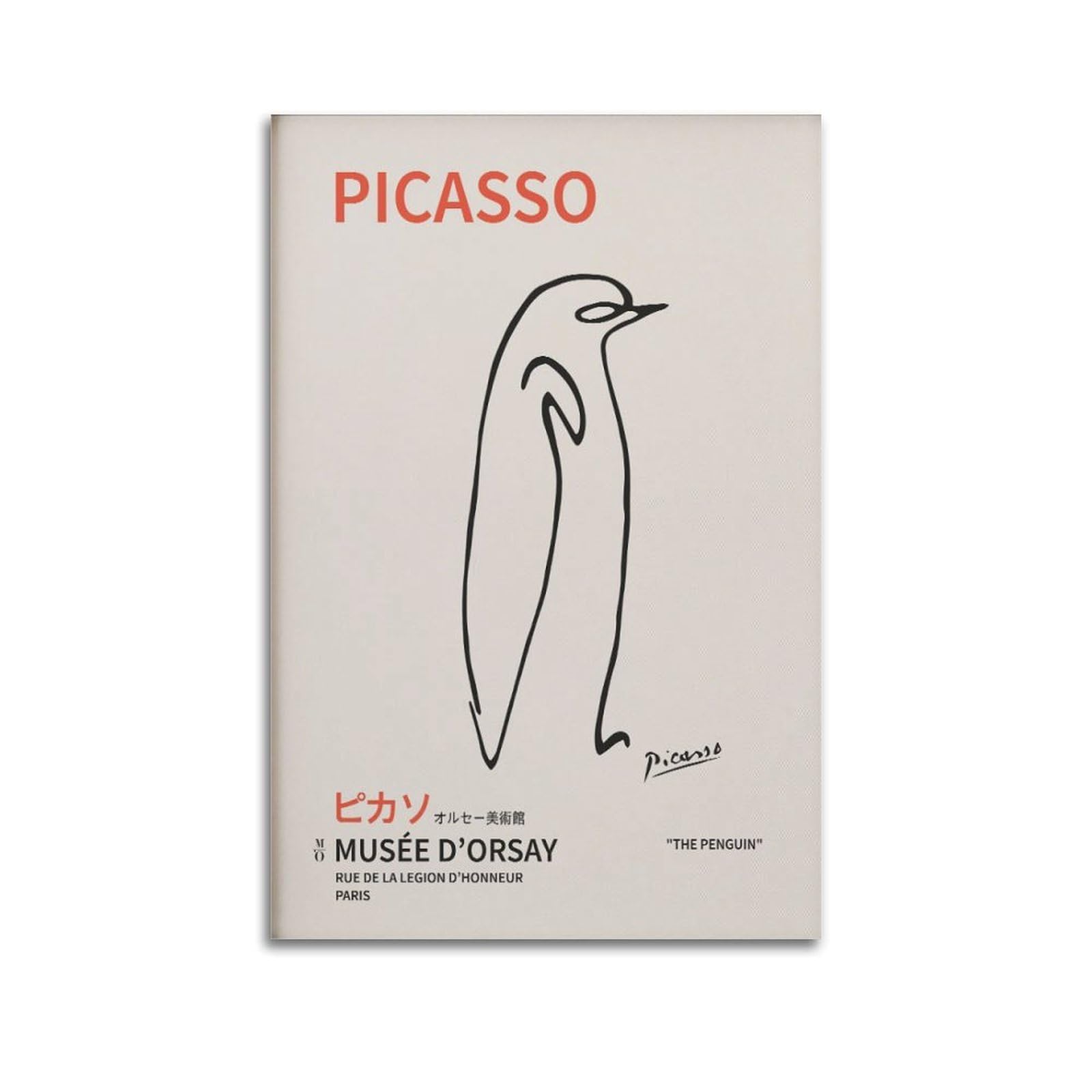 xiaoxiaoshen Picasso Penguin – One Line Modern Drawing Canvas Poster Wall Art Prints Room Aesthetic Murals Bedroom And Living Decorations 20x30inch(50x75cm)