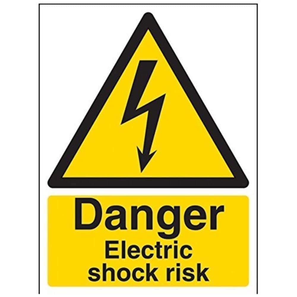 V Safety Danger, Electric Shock Risk Warning Sign - 150mm x 200mm - 1mm Rigid Plastic