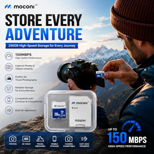 Image of 256GB Play Blue Memory Card,with SD Adapter, U3, V30, A2, 4K, Up to 160MB /s Memory Card, Expanded Storage for Nintendo-Switch 1, Gaming Devices, Smartphones, Tablets (256, GB)