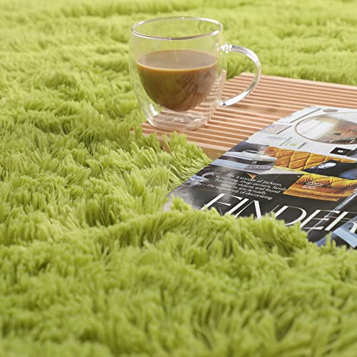 image for PAGISOFE Green Fluffy Shag Area Rugs for Bedroom 5x7, Soft Fuzzy Shagg