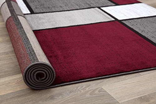 Rugshop Contemporary Modern Boxes Runner Rug 2' X 7'2" Red #TOP2