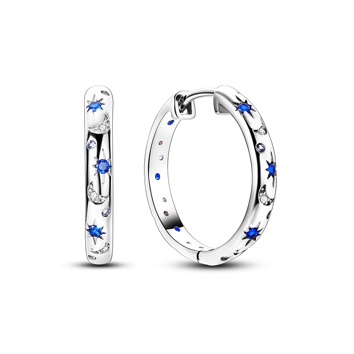 925 Sterling Silver Heart Hoop Earrings for Women, U Shaped with Colourful Cubic Zirconia, Large Hypoallergenic
