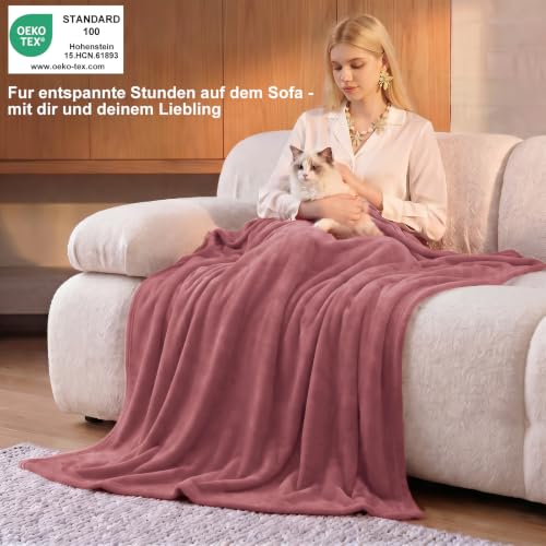 WAVVE Kuscheldecke Flauschig Decke Tagesdecke 150x200 - Sofadecke Rosa – Ansicht 2