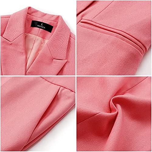 Yynuda Women's Double Breasted 2 Piece Slim Fit Office Business Blazer Pant Suit Set For Work Pink #TOP5