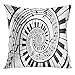 Produktbild Cupsbags Throw Pillow Cover Audio Piano Keyboard Printed Music Abstract Fractal Spiral Black and White Keys Round Stair Helical Bend Decorative Pillow Case Home Decor Square 18x18 Inches Pillowcase