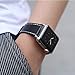 Marge Plus Compatible with Apple Watch Band 42mm 44mm, Genuine Leather Replacement Band Compatible with Apple Watch SE Series 6 5 4 (44mm) Series 3 2 1 (42mm), Black Band/Silver Adapter