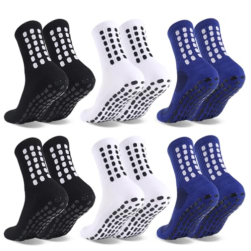 Image of Barrlves 6 Pairs Grip Soccer Socks Colorful Non Slip Sports Football Basketball Hospital Yoga Socks for Men Women