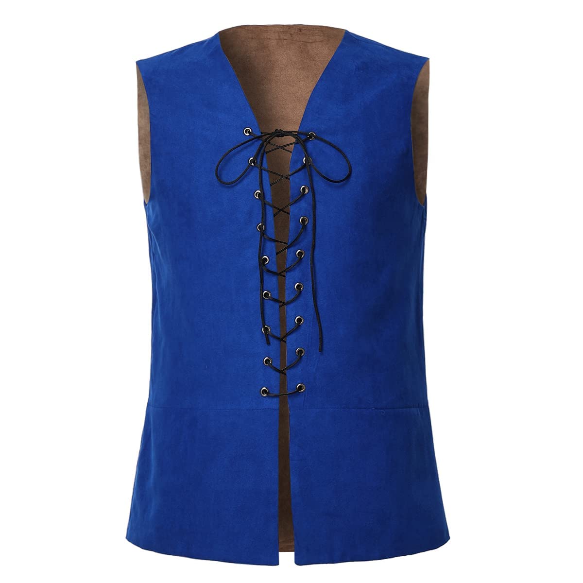 GRACEART Renaissance Men's Lace-Up Suede Leather Reversible Vest Medieval Pirate Gothic Waistcoat(Only Vest) — image 1