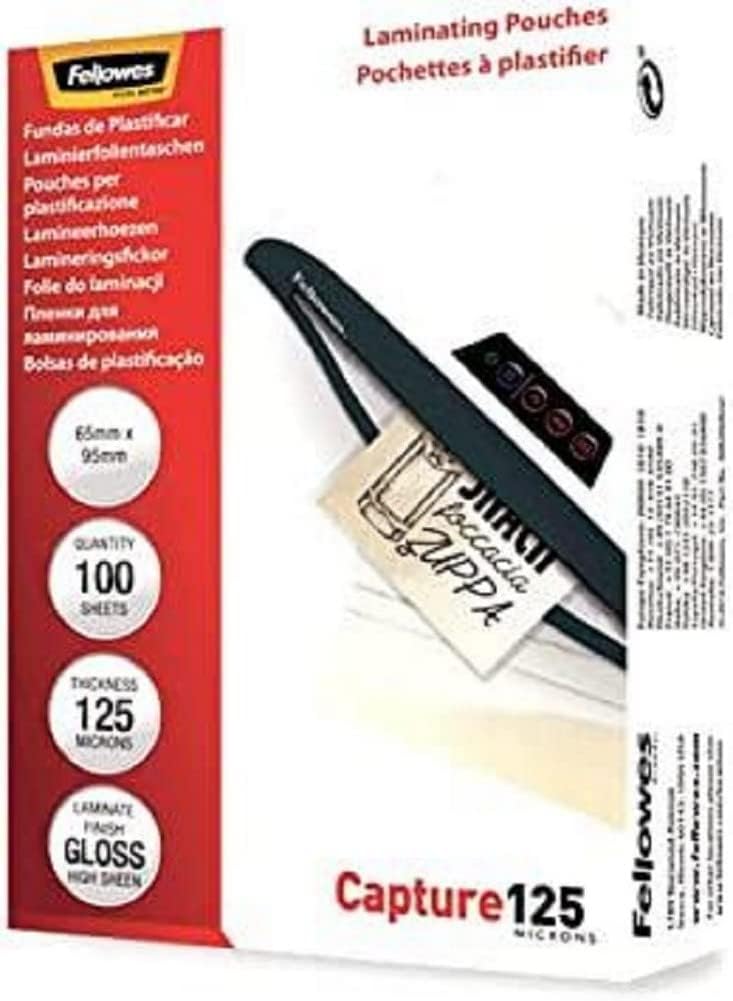 Fellowes Laminating Pouches - Transparent, Pack of 100, 60 x 90 mm