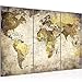 Produktbild Runa Art Weltkarte Bild Wandbilder Wohnzimmer XXL Braun Vintage Antik 120 x 80 cm 3 Teilig 103431b