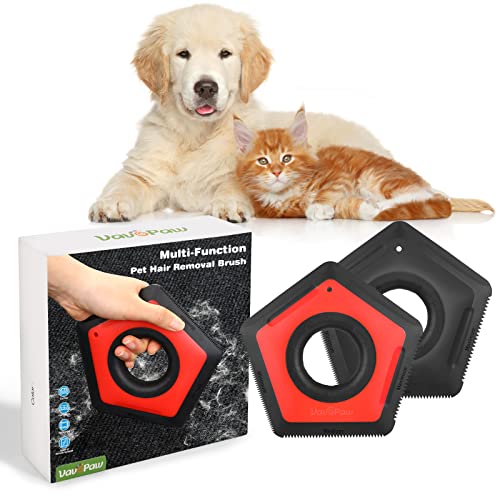 Image of VavoPaw Pet Fur Remover Brush - 2Pack for Couch, Car Interior, Carpet, Auto Detailing, Furniture, Lint, Sofa in Black+Red