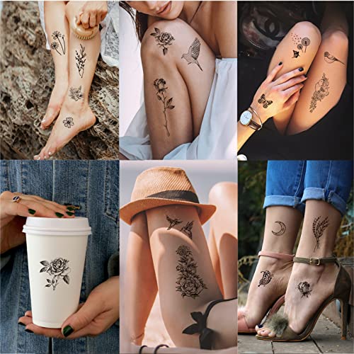 Briyhose Bird Flower Temporary Tattoo For Women thumb #4