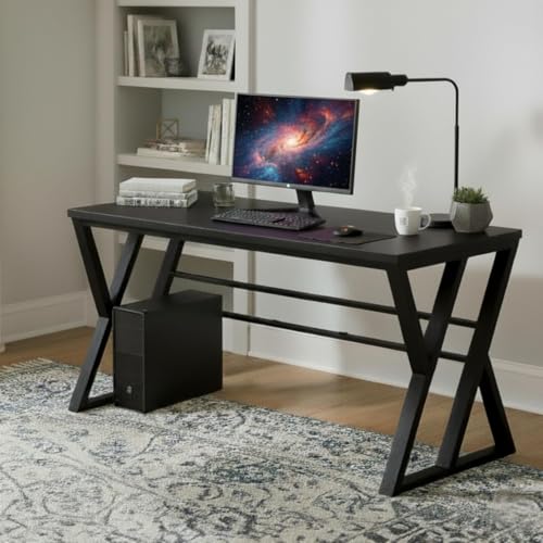 Image of TEKAVO Jimmy Study Table for Home & Office Wooden | Office Table for Work from Home | Gaming Workstation Desk with Heavy Duty Metal | 150 cm Table | Black