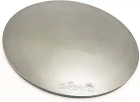 na Chapa Redonda - Pedra refratária de aço para assar pizza em forno residencial e churrasqueira - 35,5cm