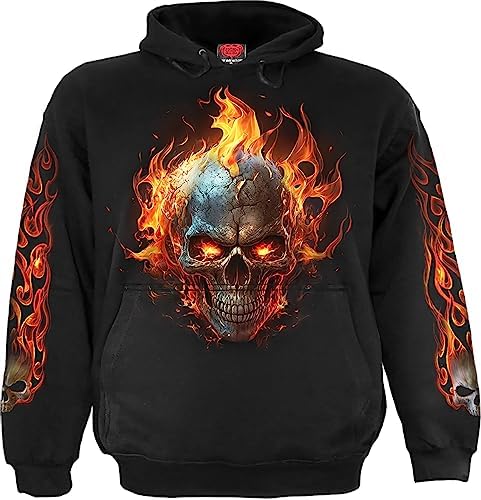 Spiral Men's M451 Hooded Sweatshirt - Gothic Phoenix Design, 100% Cotton Fleece