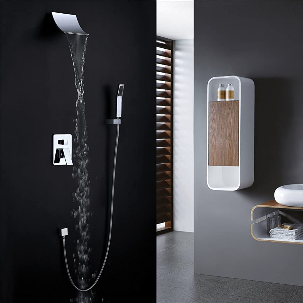 Système de douche antique cascade anti-calcaire, ensemble robinet mural nickel deux poignées