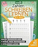 Zahlen schreiben lernen ab 5 Jahren: Mein Übungsheft mit Zahlen von 1-10 für Kinder mit tollen Vorlagen zum Üben und Lernen für Mädchen und Jungen im Kindergarten, in der Vorschule und Grundschule.