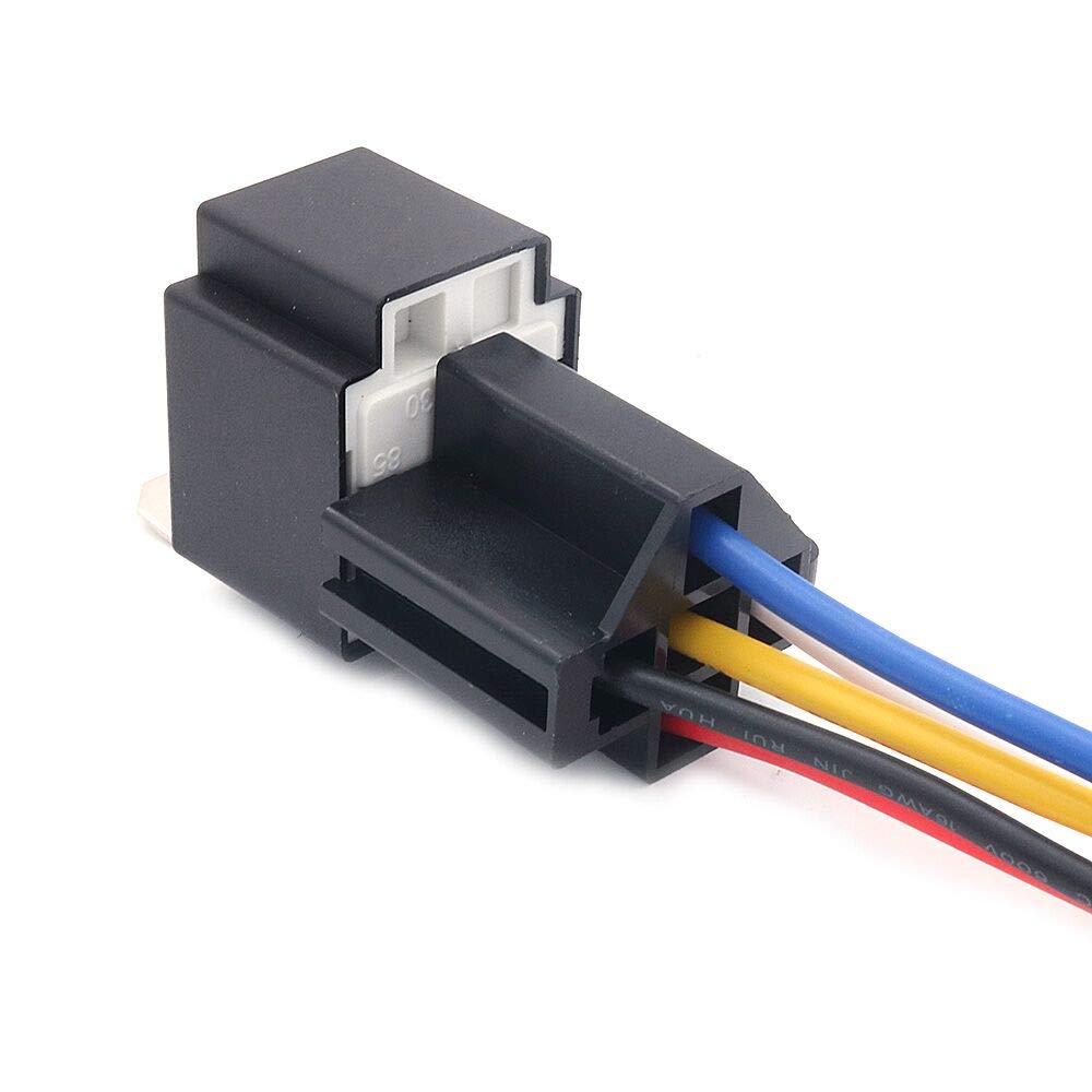 DollaTek 6Pcs 12V 30A Cablaggio Interruttore relè Fusibile Fusibile Lama ATO/ATC, relè elettrici automobilistici SPST a 5 Pin con Cavi 14 AWG per Servizio Pesante