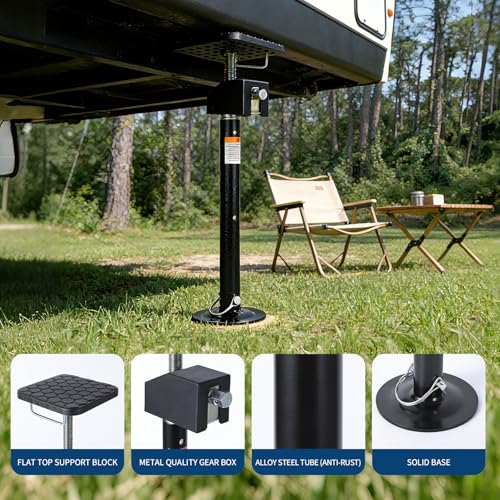 Image of Garvee 2 Pack RV Slide Out Supports Jack with a Flat Top Support Block, RV Stabilizer Jacks Supports Up to 10,000lbs, 21 inch-49 inch Quick-Lift Adjustable - Drill & Hand Crank Compatible for Campers & RVs