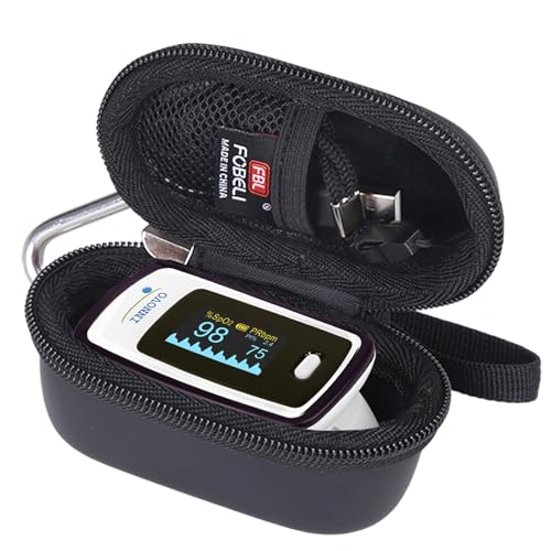 FBLFOBELI Hard Fingertip Pulse Oximeter Case for Innovo Deluxe iP900AP/Zacurate Pro Series 500DL 500BL for Small Children Blood Oxygen Monitor 4.3x2.2x2.4 Inches Case Only (Black)
