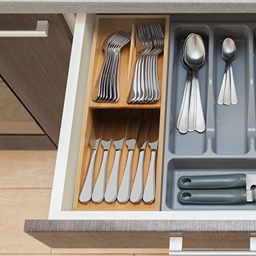 Guiogc Bamboo Silverware Drawer Organizer, Kitchen Cutlery Tray,Utensil Holder For Spoons, Forks, Knives In Kitchen #TOP5