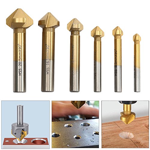 90° HSS biselado avellanadoras Broca Enchapado Chamfer Counter de Titanio agujero cortador broca avellanadora de biselado para madera Metal