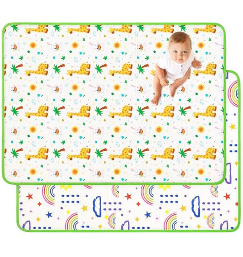 Baby Play Mat for Floor 50x77x0.4 inch Large Foldable Foam Playmat Anti Slip Reversible Waterproof Baby Crawling Mat for Infants and Toddler Double Side Design Baby Floor Mat with Case