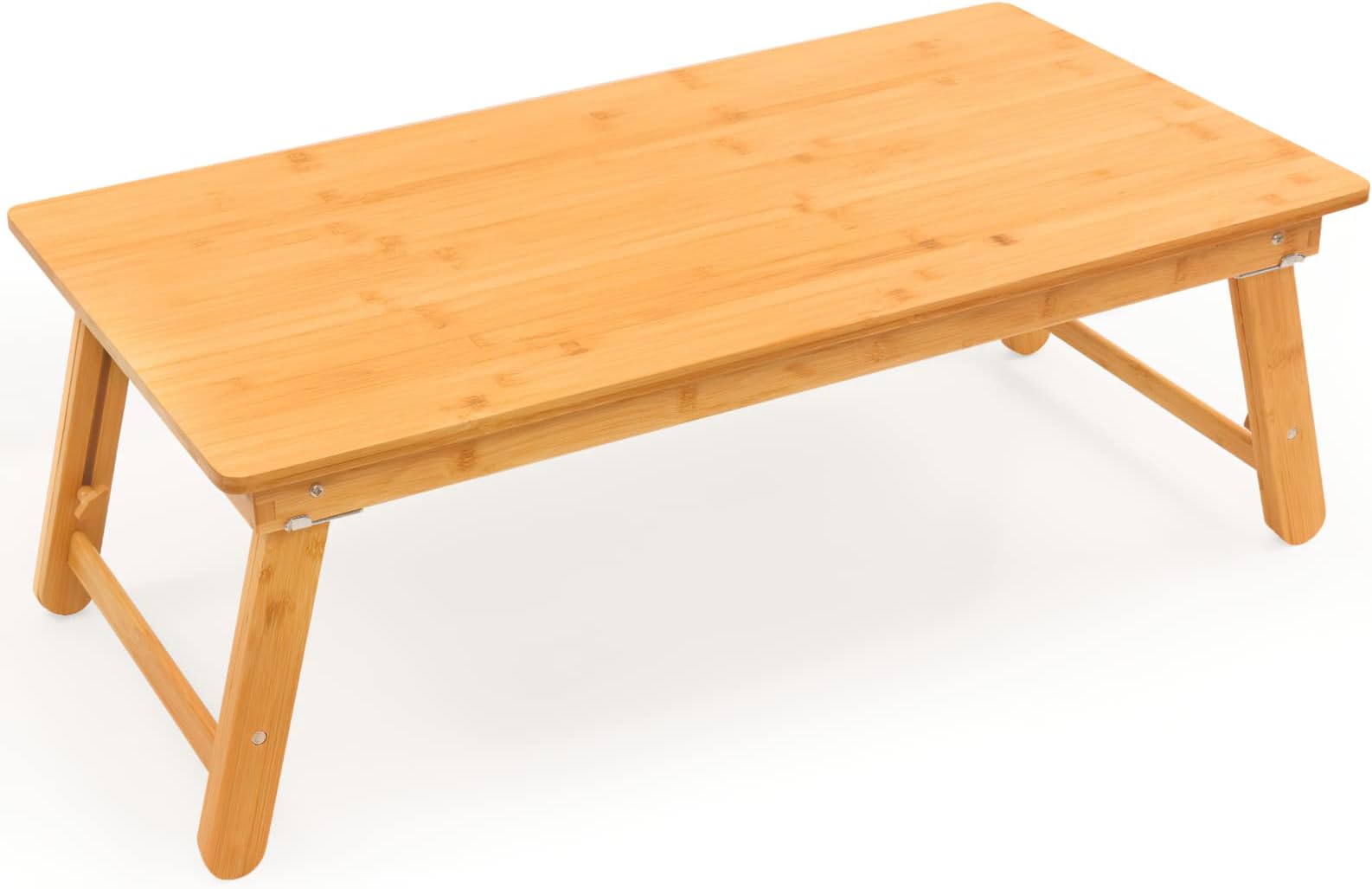 Adjustable Large Size Laptop Desk,Bamboo Lap Table Bed Tray,Foldable 4 Legs Serving Tray Working, Eating and Gaming for Bed,Couch,Floor， 33.5x17.7in