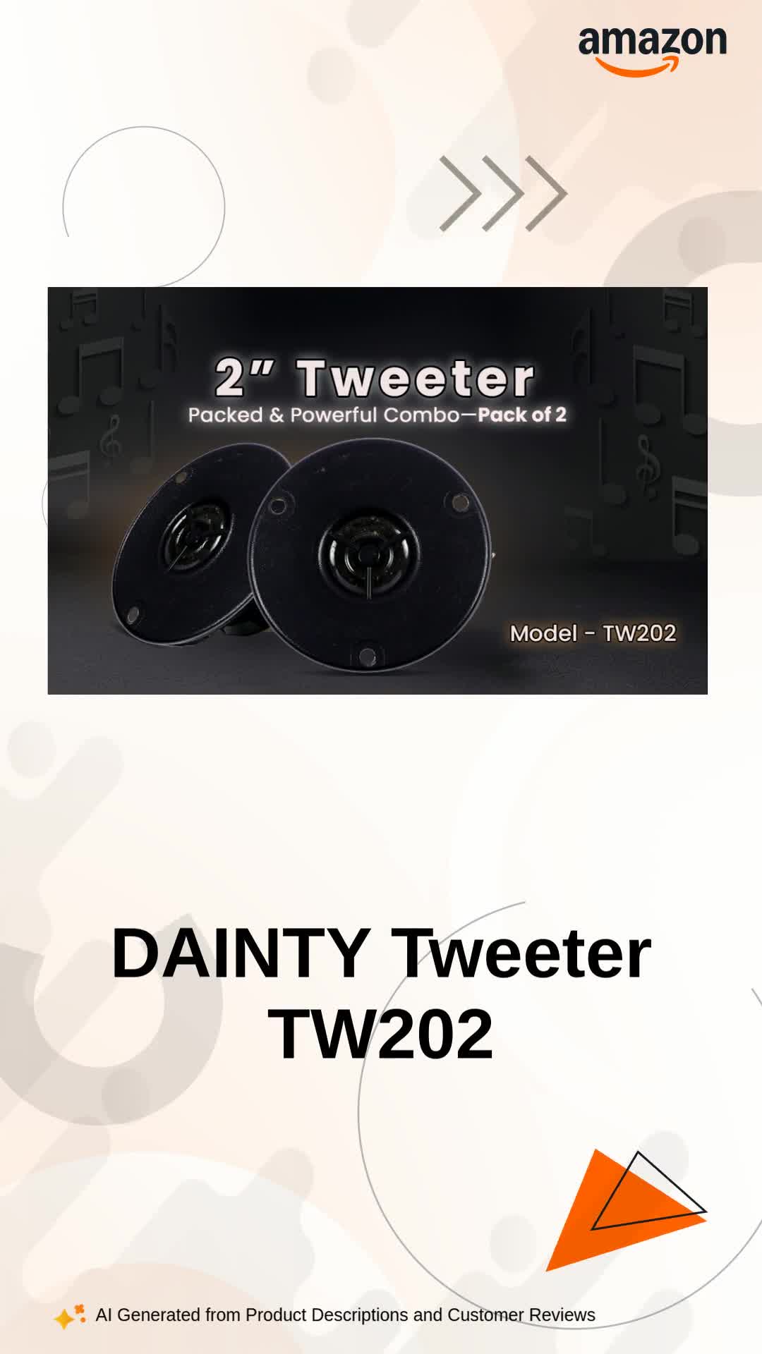 DAINTY Tweeter TW202 | Size 2” Tweeter | Pack of 2 | Power 15W RMS