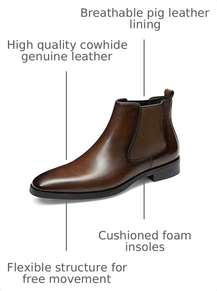 Image of GIFENNSE Mens Chelsea Boots Leather Dress Boots for Men