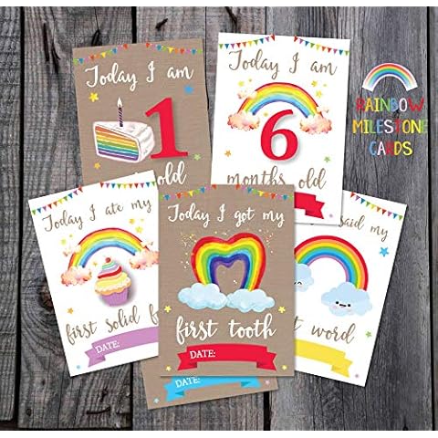 Personal Moments Rainbow Baby Milestone Cards • Baby Shower Milestone Cards Gift • Baby Keepsake Milestone Cards • Rainbow Memory Milestone Cards Cover