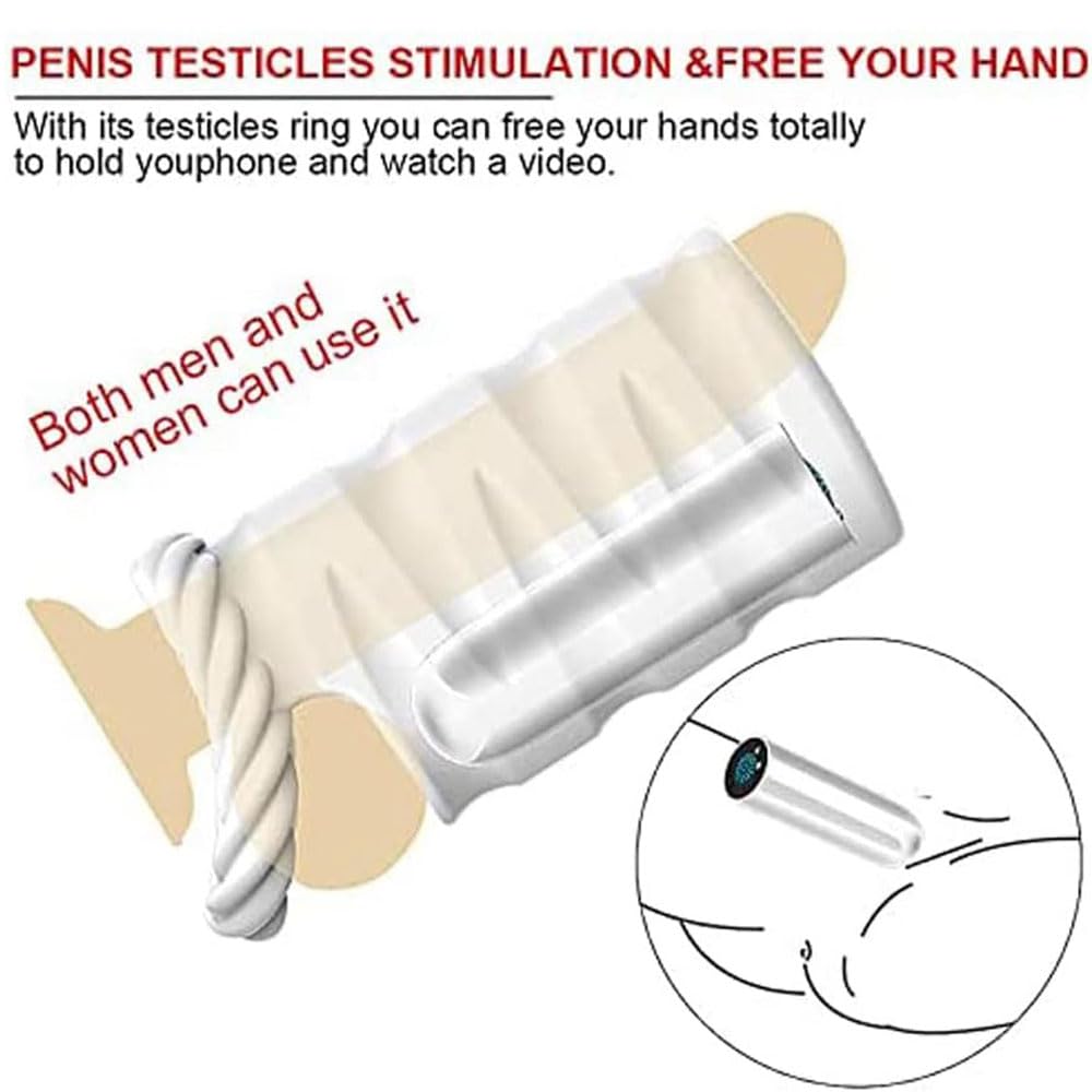 Masturbatore di Shock a Doppio Canale per Uomo, Figa Tascabile dell'uomo con Vibratore a Sfera e Anello del Pene Testicolare, Vibratore del Pene Masturbazione Sesso Giocattoli Sessuali
